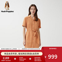 Hush Puppies暇步士女装2024夏时尚复古垂坠感气质通勤显瘦连衣裙 153柿子橙 S