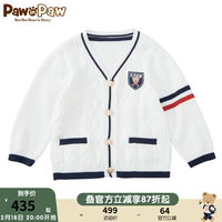 PawinPaw卡通小熊童装2024年春季男宝针织开衫外套上衣 米白色/39 110