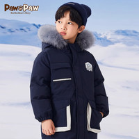 PawinPaw卡通小熊童装23年冬男童连帽羽绒服派克服中长款外套 藏青色/59 150