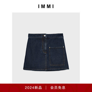 IMMI24春夏新品水洗牛仔口袋短半裙141SK025D 蓝色 1