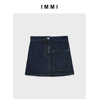 IMMI24春夏新品水洗牛仔口袋短半裙141SK025D 蓝色 1