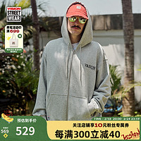 VISION STREET WEAR【2024新款】美式街头宽松连帽拉链卫衣帽衫外套复刻图案男女同款 灰色 M