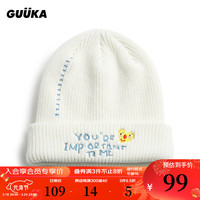 古由卡（GUUKA）x杨悉圣儿联名美式针织帽男冬季潮 男女弹力帽围显脸小毛线帽 米色 均码
