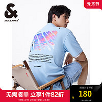 杰克·琼斯（JACK&JONES）男装春夏潮流多巴胺T恤美式印花宽松纯棉短袖T恤男 C42 浅灰蓝 常规 C42 浅灰蓝 185/104A/XL