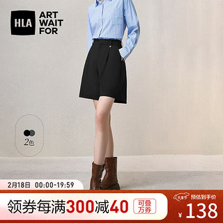 海澜之家（HLA）西装短裤女24时尚通勤纯色裤子女夏季 黑色A0 160/64A 85-100斤