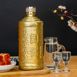 蒙泷湾贵州国酱金色仿皮箱酱香型白酒53度500ml整箱6瓶礼盒批发粮食酒