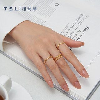 谢瑞麟（TSL） 黄金戒指女款蜂巢六角形5G足金素圈戒指指环YS507 15号圈口（1.5g，工费350元）