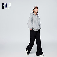 Gap 盖璞 女装春季2024纯色法式圈织软卫衣美式复古连帽上衣429363