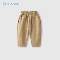 JELLYBABY 裤子男童春秋2024老爹裤宝宝纯棉长裤小童时髦春装儿童休闲裤 卡其 130CM