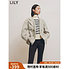 LILY2022冬女装高级感全绵羊毛优雅中长风衣式毛呢外套小个子 702浅米咖 L