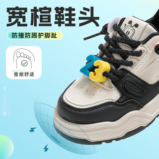 巴布豆（BOBDOG）童鞋男童休闲鞋软底儿童运动鞋春秋款 101541025 米/黑35 35码内长22.4cm/适合脚长21.4cm