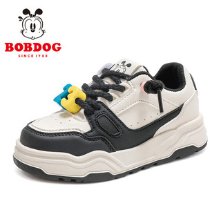 巴布豆（BOBDOG）童鞋男童休闲鞋软底儿童运动鞋春秋款 101541025 米/黑35 35码内长22.4cm/适合脚长21.4cm