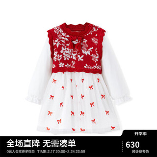 MiniPeace太平鸟童装春新幼童连衣裙F4FAE1102 白色 80cm