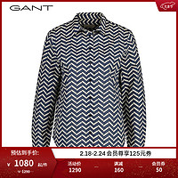 GANT甘特2024早春女士时尚几何图案印花长袖衬衫4300287 403蓝色 40