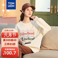 唐狮 TONLION卫衣女2024春装前胸文字大图圆领 米白 M