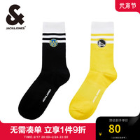 杰克·琼斯（JACK&JONES）24春新NBA联名金州勇士队舒适休闲时尚运动2双装袜子男22411Q013 E40黑色 M