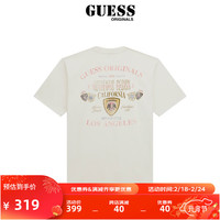 GUESS Originals 24年男士纯棉印花徽章圆领T恤-M4GI04K9XF1 G011-白色 L