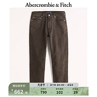 ABERCROMBIE & FITCH男装 24春90 年代风美式复古时髦百搭直筒牛仔裤332433-1 深棕色 33/32 (180/84A)