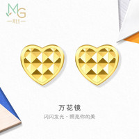 周生生情人节礼物万花镜耳钉 亮面心形爱心黄金耳钉 94567E计价 2克