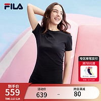 FILA斐乐官方女子微弹修身针织连衣裙2024夏季新款时尚休闲裙