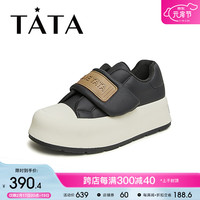 他她（TATA）2024春时尚休闲简约圆头厚底女休闲板鞋DWDK1AM4 黑色 40