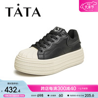 他她（TATA）2024春运动时尚休闲厚底女板鞋WK201AM4 黑色 39
