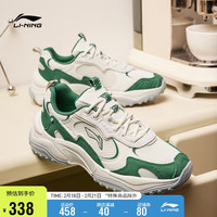 LI-NING 李宁 初芮丨经典休闲鞋女鞋2024春季反光潮流休闲鞋AGCU190 米白色/深殿绿-1 39