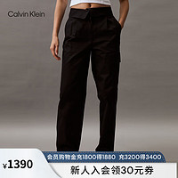 Calvin Klein Jeans24春夏女士时尚翻折腰边工装口袋直筒休闲裤J223324 BEH-太空黑 27