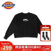 dickies24春夏可爱logo印花圆领加绒休闲卫衣 DK013071 沥青黑 M