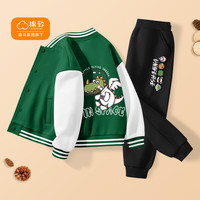 棉致森马集团童装男童套装春秋款棒球服儿童休闲装两件套大童秋装男 墨绿/太空龙-黑/怪兽宇宙K 120