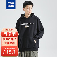 唐狮 TONLION男字母印花连帽卫衣 黑色 XXL