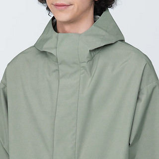 无印良品（MUJI）男式 不易沾水连帽大衣风衣外套男春季工装中长款冲锋衣 AD0UYA4S 浅绿色 L （175/100A）