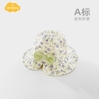 Aengbay昂贝 女宝宝遮阳帽外出洋气婴儿蝴蝶结防晒公主渔夫帽女童帽子 甜美花间 24cm（适合12-18个月）
