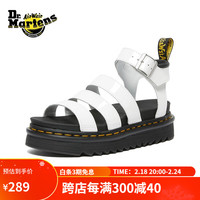 马丁（马汀博士 Dr.Martens）Blaire 气质经典简约外穿光面硬皮女款罗马凉鞋 白色 37