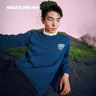 Skechers斯凯奇卫衣男女缤纷休闲系列时尚百搭L322U127 波塞冬蓝 XL 00H1波塞冬蓝