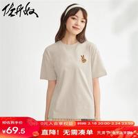 佐丹奴联名t恤女春季新款纯棉可爱兔子印花圆领短袖上衣99394046 4