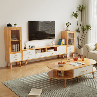 舒歌 电视柜落地2023 现代简约小户型双门抽屉实木电视机柜 1.6米白色电视柜