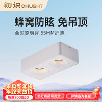 初识 超薄客厅四头斗胆灯护眼led明装筒灯双头全光谱无主灯吸顶天花灯 白色-2头卓越版 7W 3500K【单头功率】