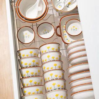 CERAMICS 佩尔森 陶瓷餐具整套家用简约釉下彩碗筷套装乔迁 42头山菊花礼盒装