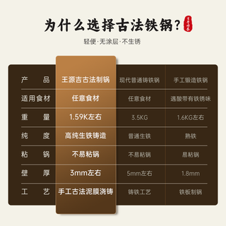 王源吉望江南铁锅炒菜锅家用燃气灶煤气灶适用老式生铁无涂层炒锅