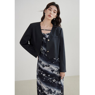 独束大码女装简约高級感短款皮衣女经典V领优雅气质2024春装短外套 云岭白 3