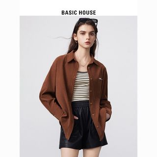 BASICHOUSE 百家好 Basic House/百家好灯芯绒长袖衬衫2023秋冬韩版半身裙两件套套装