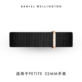 Daniel Wellington DanielWellington）DW表带14mm黑色尼龙玫瑰金针扣女款DW00200178适用于32mm表盘系列