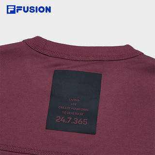 FILA FUSION斐乐潮牌女子套头卫衣2024春季时尚纯棉针织上衣 紫粉色-PK 170/88A/L