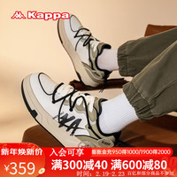 KAPPA潮流印花板鞋男女同款厚底显高运动鞋经典休闲鞋 鹭羽白/卡其 43