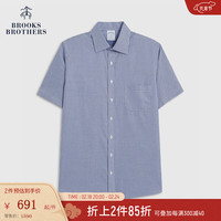 布克兄弟（BrooksBrothers）男士棉质免烫提花短袖正装衬衫