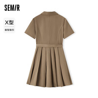 森马(Semir)连衣裙女收腰纯色时尚简约休闲2024夏季翻领百褶短裙百搭 咖啡50892 170/92A/XL