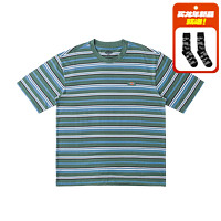 dickies24春夏胸前小Logo休闲条纹圆领短袖纯棉T恤DK013074 王冠蓝横条纹 M