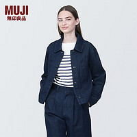 无印良品 MUJI 女式 木棉混 牛仔衬衫式夹克 春款外套 BD0YKA4S 深藏青色 XS (150/76A)