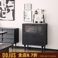 DOJUS全实木餐边柜北欧复古家用玄关收纳柜子储物柜简约客厅边柜落地柜 复古实木边柜【胡桃色】 80*40*95CM(老榆木)